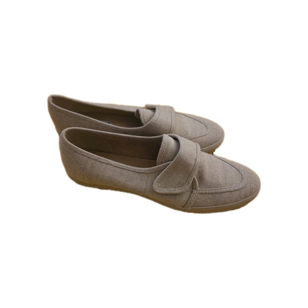 Grasshoppers Womens Canvas Slip On Hook Loop Comfort Shoes Beige 7 S
